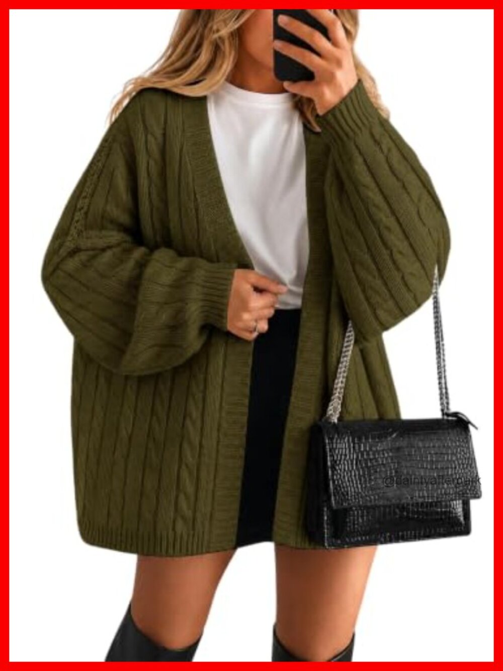 Oversized Cable Knit Cardigan Sweater Women Long Sleeve V-Neck Open Front